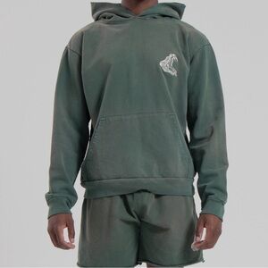 Serpentine Hoodie Mens Medium Green Pullover Graphic Snake Fangs Cotton
